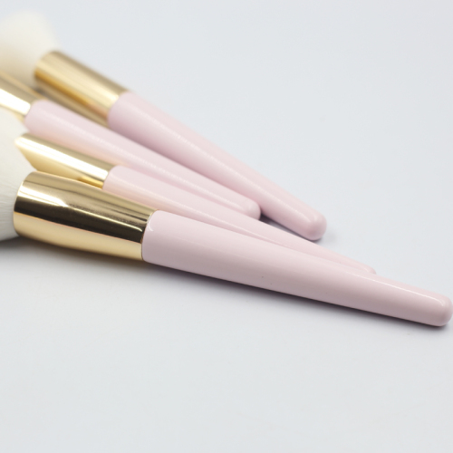 2023 Hot selling high quality low price wholesale 10pcs pink handle gold aluminum tube white synthetic hair makeup brush