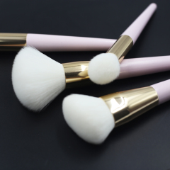 2023 Hot selling high quality low price wholesale 10pcs pink handle gold aluminum tube white synthetic hair makeup brush