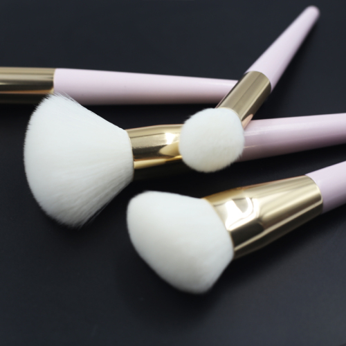 2023 Hot selling high quality low price wholesale 10pcs pink handle gold aluminum tube white synthetic hair makeup brush