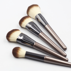 Wholesale 9pcs makeup brush accept custom Logo private label white brown hair brown aluminum tube makeup brush set