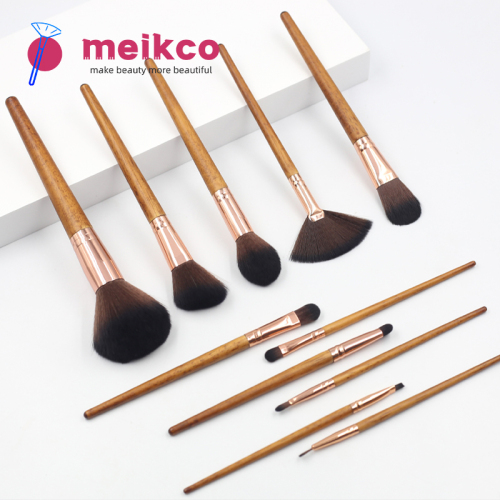 Manufacturers directly batch new 11 pieces of wooden rose gold aluminum tube cover makeup brush Makeup brush eye shadow brush beauty set
