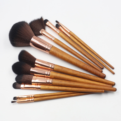Manufacturers directly batch new 11 pieces of wooden rose gold aluminum tube cover makeup brush Makeup brush eye shadow brush beauty set