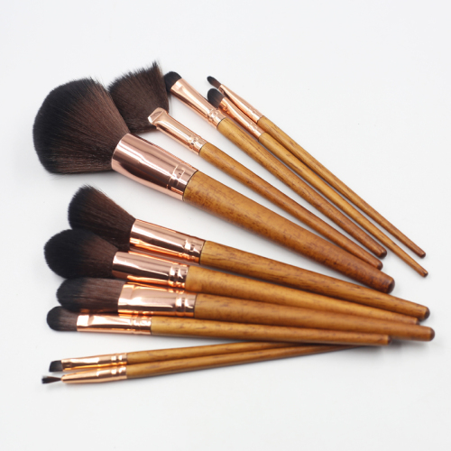 Manufacturers directly batch new 11 pieces of wooden rose gold aluminum tube cover makeup brush Makeup brush eye shadow brush beauty set