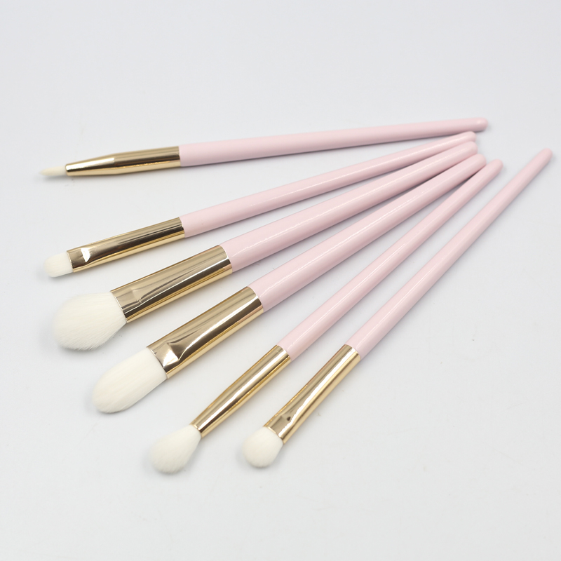 2023 Hot selling high quality low price wholesale 10pcs pink handle gold aluminum tube white synthetic hair makeup brush