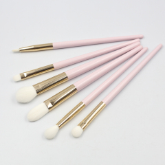 2023 Hot selling high quality low price wholesale 10pcs pink handle gold aluminum tube white synthetic hair makeup brush