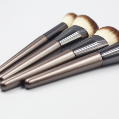 Wholesale 9pcs makeup brush accept custom Logo private label white brown hair brown aluminum tube makeup brush set