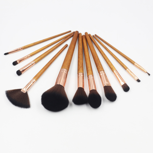 Manufacturers directly batch new 11 pieces of wooden rose gold aluminum tube cover makeup brush Makeup brush eye shadow brush beauty set