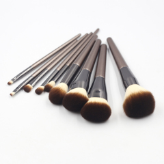 Wholesale 9pcs makeup brush accept custom Logo private label white brown hair brown aluminum tube makeup brush set
