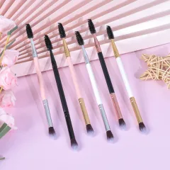 Factory straight batch high-end double head eyeshadow brush eyelash curl White pink black a variety of colors can be customized