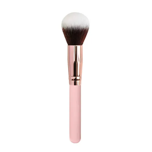 Factory Wholesale High quality Kabuki flat head blush brush Pink Black handle Silver rose gold high quality aluminum tube carton customized private logo