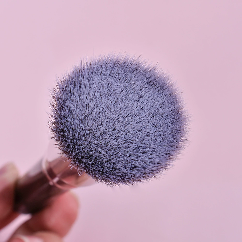 Factory Wholesale High quality Kabuki flat head blush brush Pink Black handle Silver rose gold high quality aluminum tube carton customized private logo