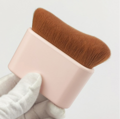 Wholesale high quality curved bristles Rose Gold Pink black white glossy matte wooden handle easy to carry mask brush Skincare brush