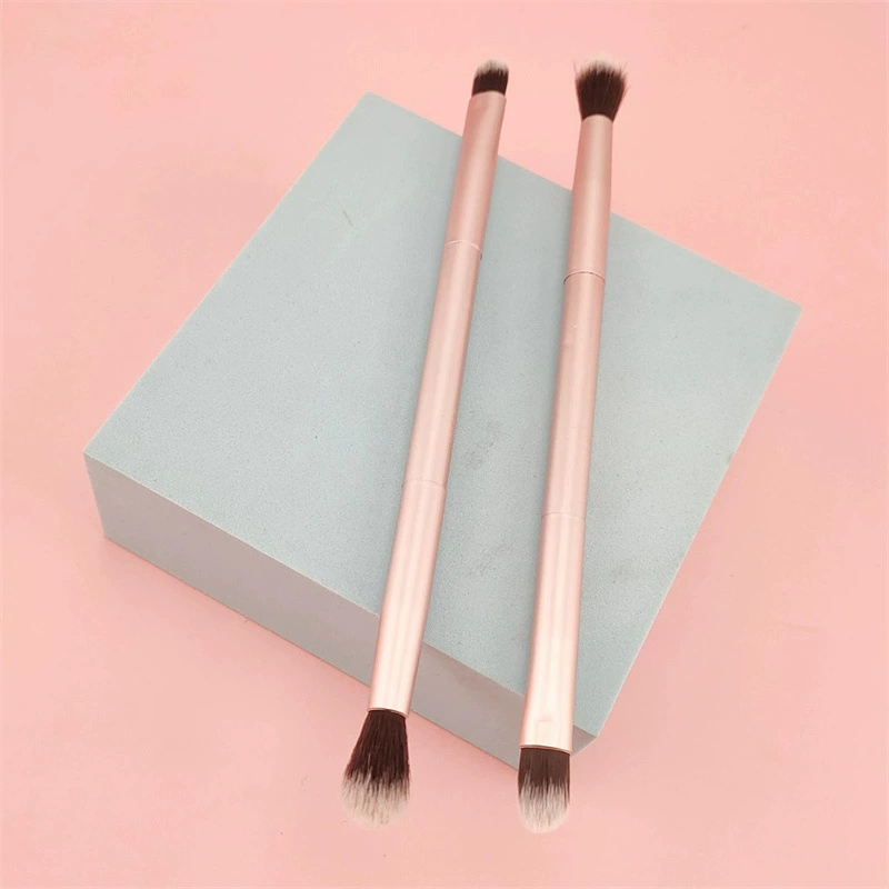 Factory direct batch free sample high-end double head rose gold eyeshadow brush customizable