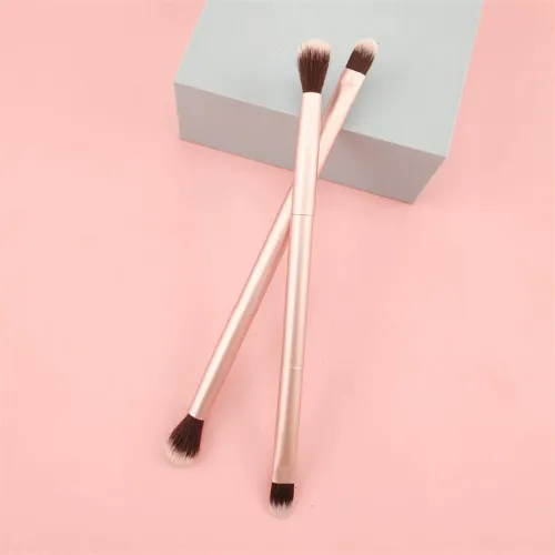 Factory direct batch free sample high-end double head rose gold eyeshadow brush customizable