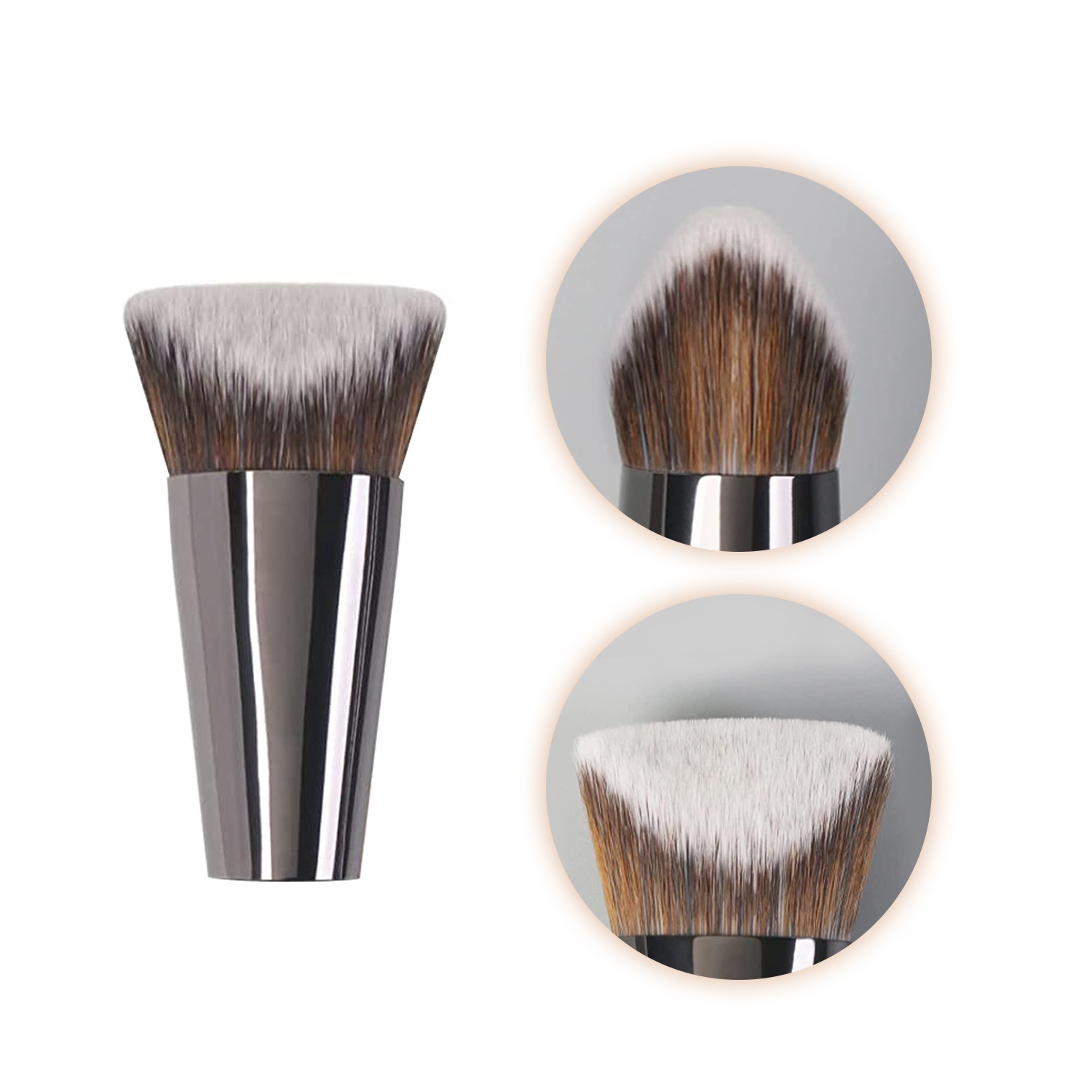 Customation Copper Tube 3D/4D Synthetic Hair Liquid Cream Multifunction Makeup Tool Contour Bronzer Foundation Brush