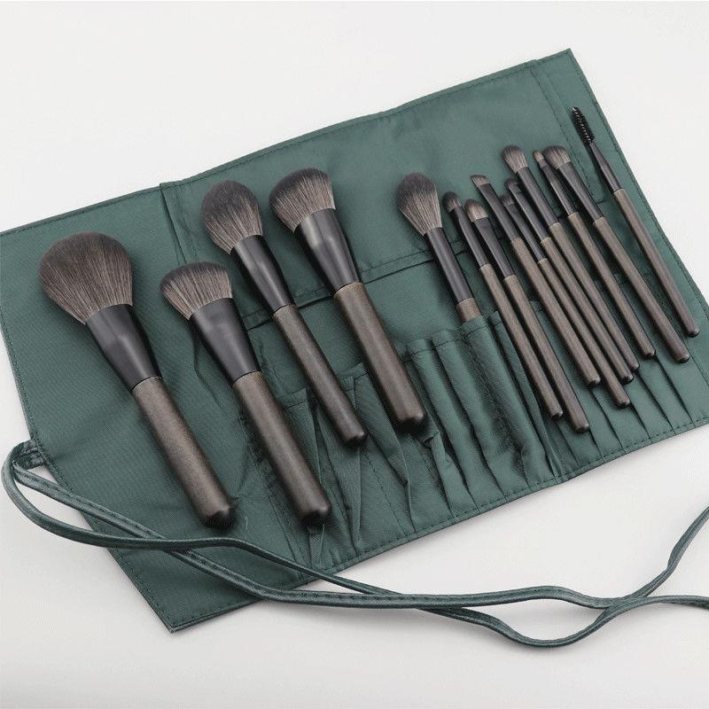 Carbon black 14 high-end luxury customized makeup brushes with bag