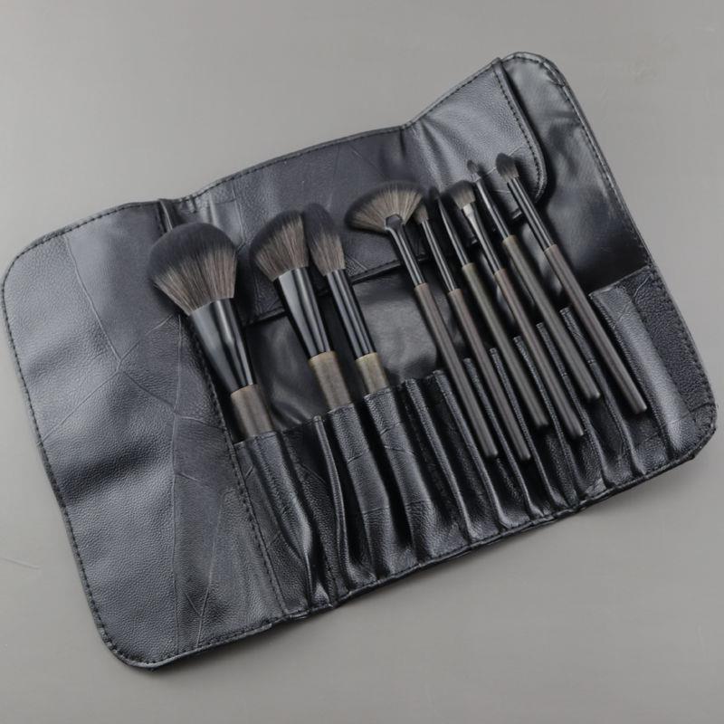 Carbon black 14 high-end luxury customized makeup brushes with bag