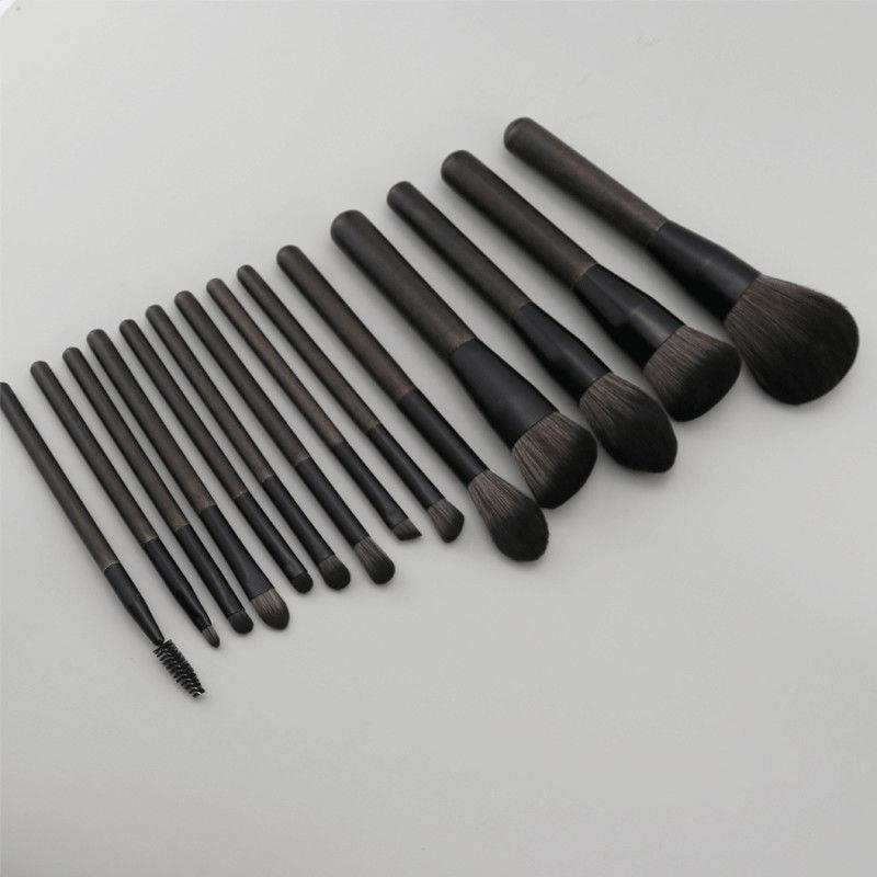 Carbon black 14 high-end luxury customized makeup brushes with bag