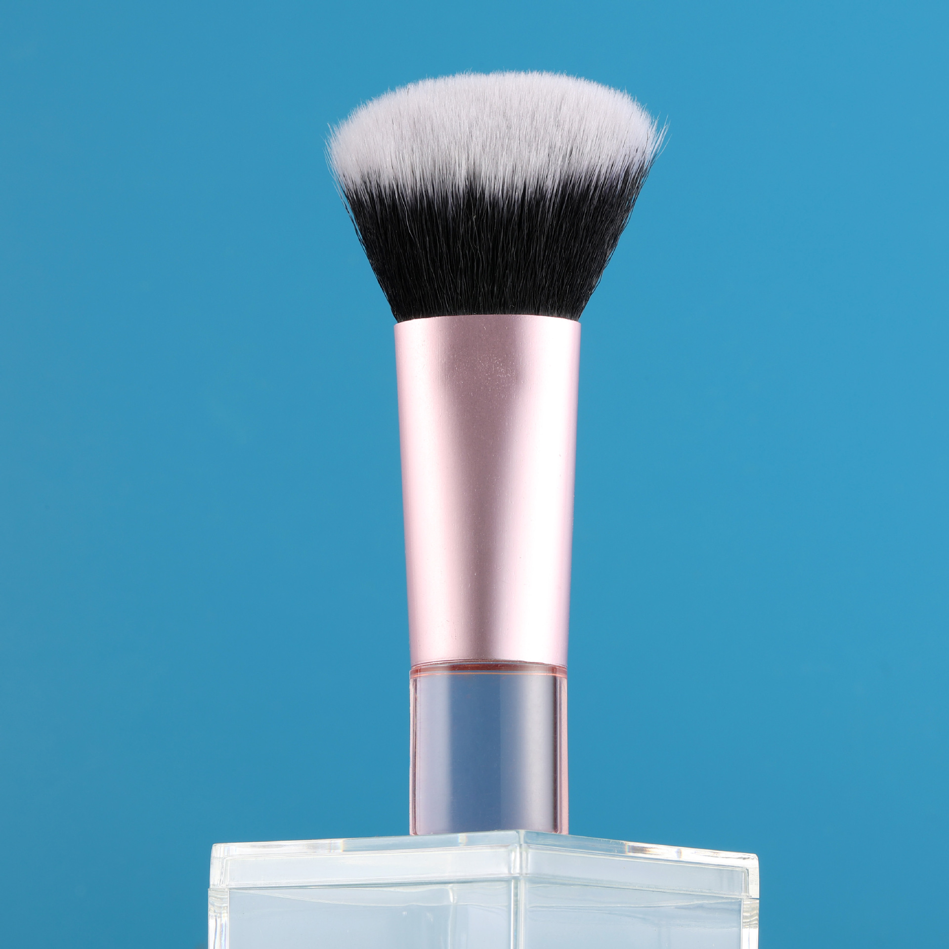 2024 latest transparent pink handle thickened aluminum tube blush brush loose powder brush