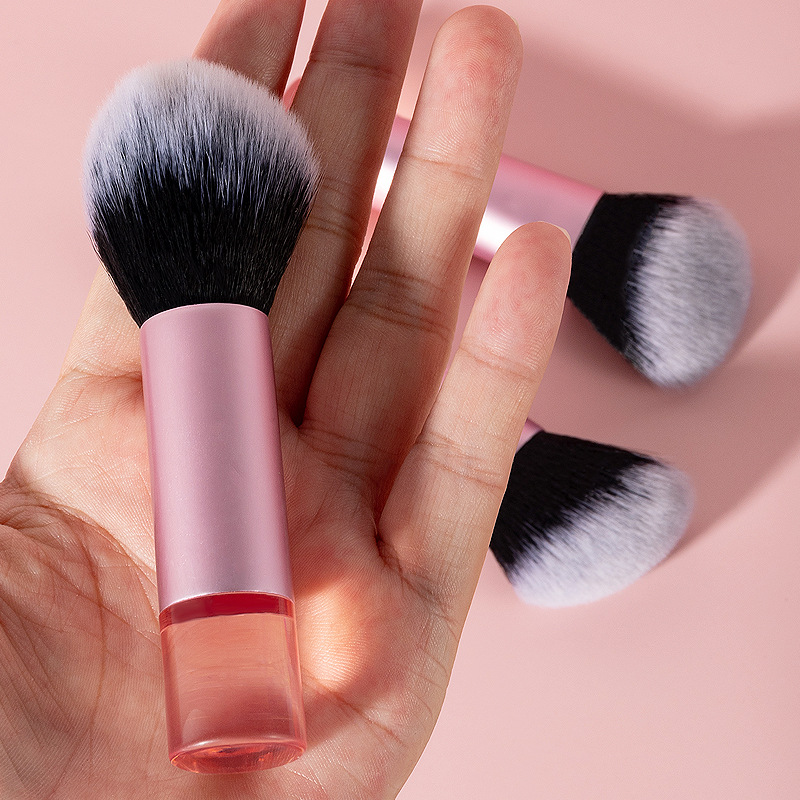2024 latest transparent pink handle thickened aluminum tube blush brush loose powder brush