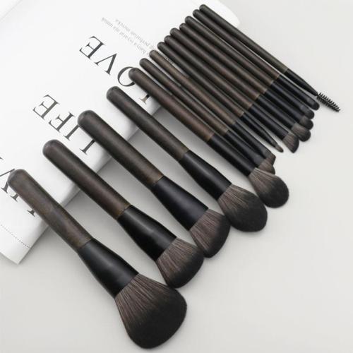 Carbon black 14 high-end luxury customized makeup brushes with bag