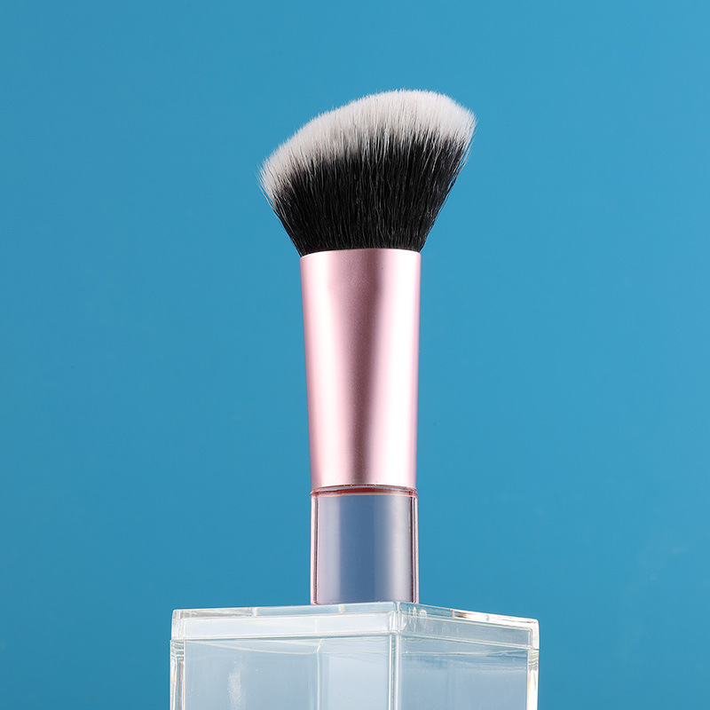2024 latest transparent pink handle thickened aluminum tube blush brush loose powder brush