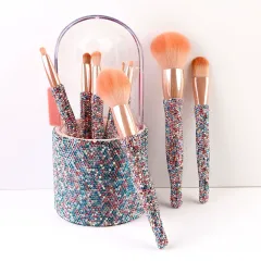 8-piece makeup brush set with shiny diamond craftsmanship