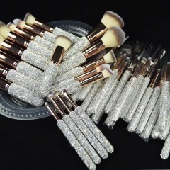 Custom Glitter Handle 21pcs crystal diamond foundation brush set makeup brushes