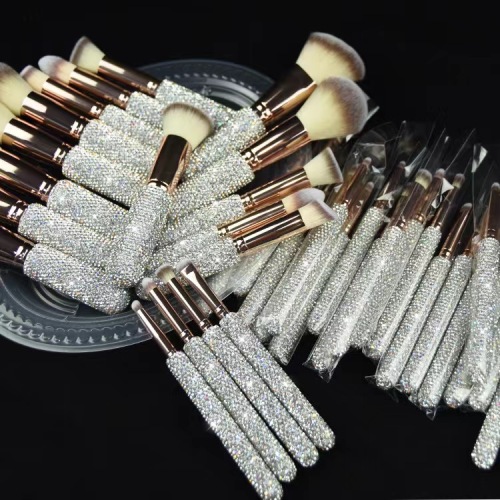 Custom Glitter Handle 21pcs crystal diamond foundation brush set makeup brushes