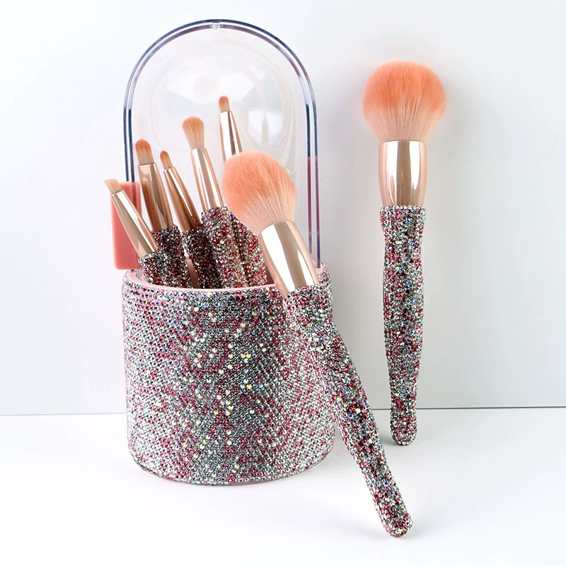 8-piece makeup brush set with shiny diamond craftsmanship
