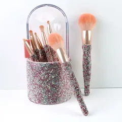 8-piece makeup brush set with shiny diamond craftsmanship
