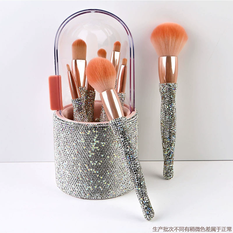 8-piece makeup brush set with shiny diamond craftsmanship