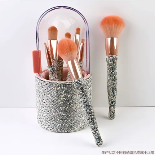 8-piece makeup brush set with shiny diamond craftsmanship