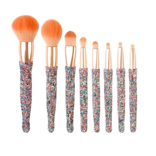 8-piece makeup brush set with shiny diamond craftsmanship