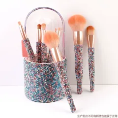 8-piece makeup brush set with shiny diamond craftsmanship