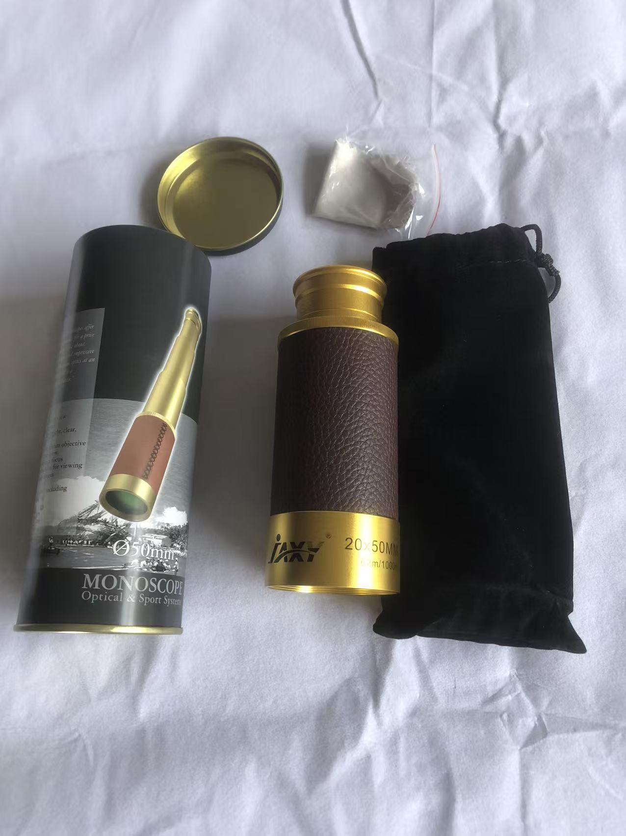 High Definition scope Leather Cover Copper Case Pirate Monocular telescope 20x50