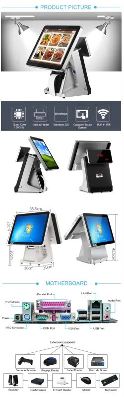 15"+15" Dual Screen All In One Capacitive Touch POS Terminal Y999s