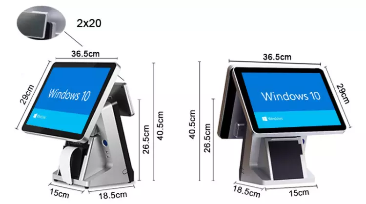 15"+15" Dual Screen All In One Capacitive Touch POS Terminal Y999s