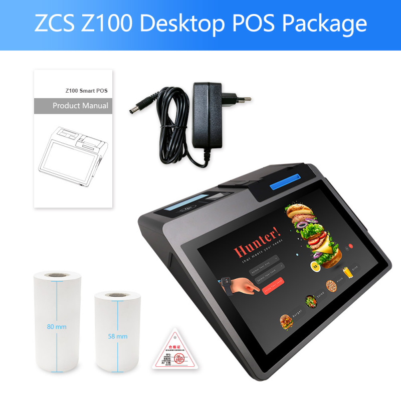 10 Inch Android 11.0 Desktop All In One Pos Machine Tablet Pos With Barcode Scanner Printer