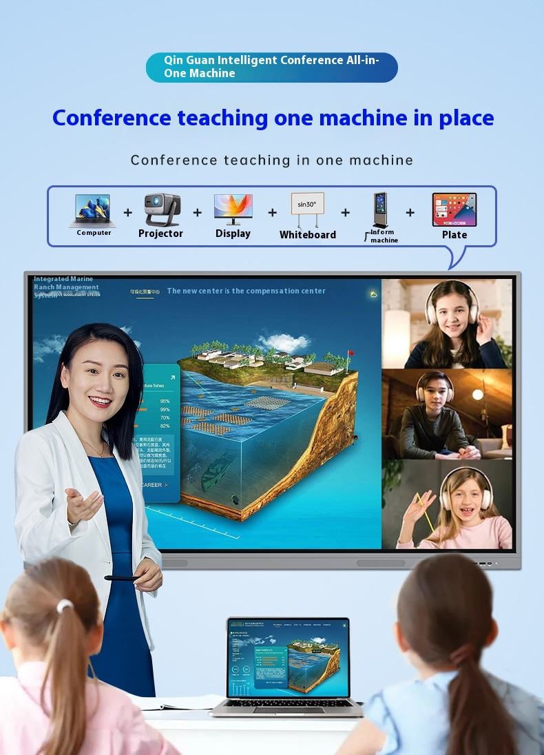 98 Inch All-in-One LED Interactive Whiteboard Digital 4K Display with Multi-Touch Smart Board for Classroom and Office