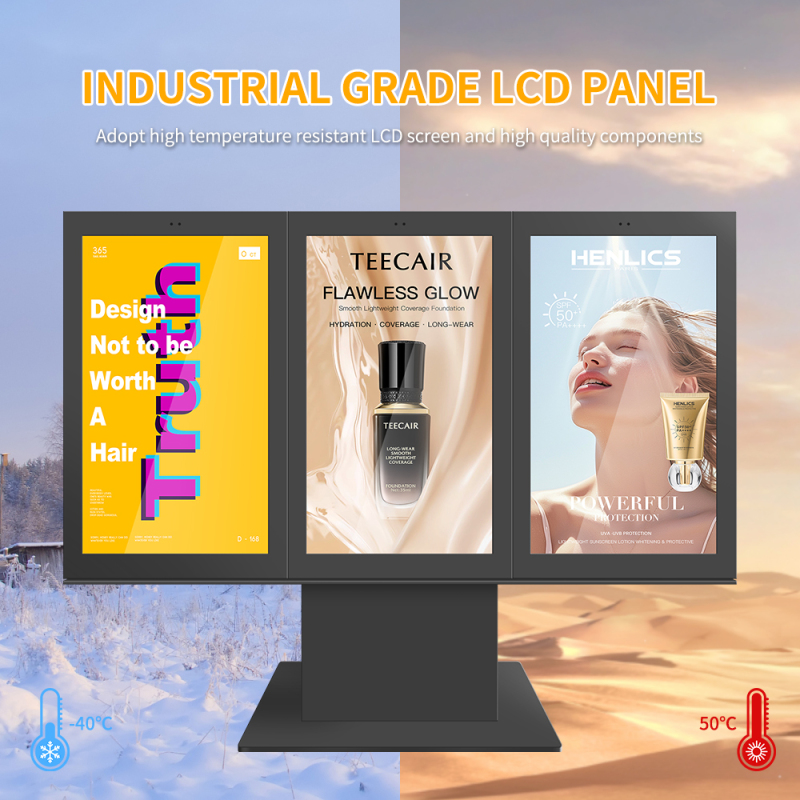Outdoor Single Double Triple 55 Inch LCD Screen Drive Thru Menu Boards Outdoor Waterproof Advertising Digital Signage Kiosk
