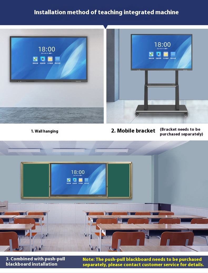 75 Inch All-in-One LED Interactive Whiteboard Digital 4K Display with Multi-Touch Smart Board for Classroom and Office