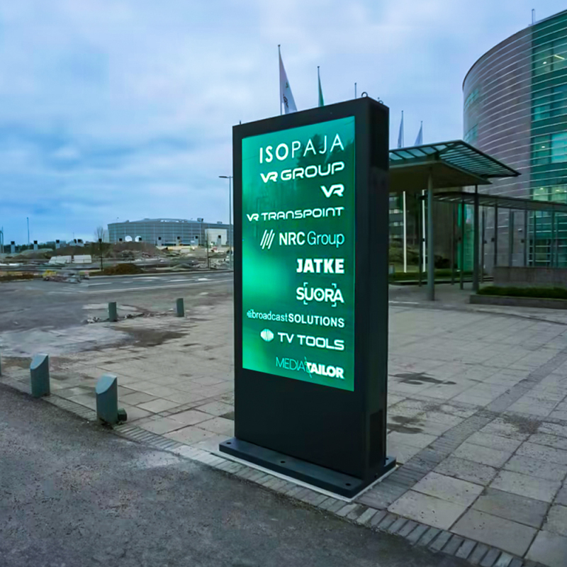 Advertising Kiosk Totem Pole Solar Ip65 Screen 5000 Nits 55 Inch Monitor Window Waterproof Lcd Screen Outdoor Display DOOH