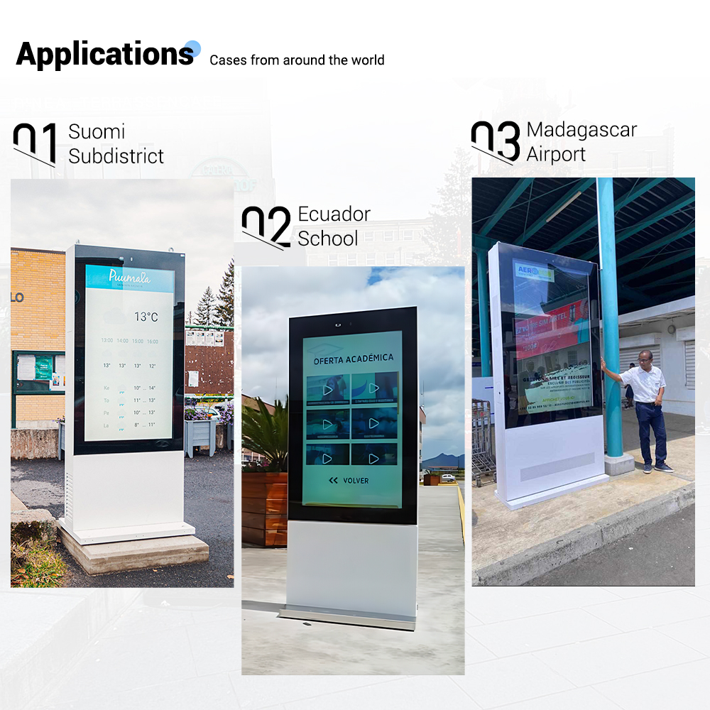 Advertising Kiosk Totem Pole Solar Ip65 Screen 5000 Nits 55 Inch Monitor Window Waterproof Lcd Screen Outdoor Display DOOH
