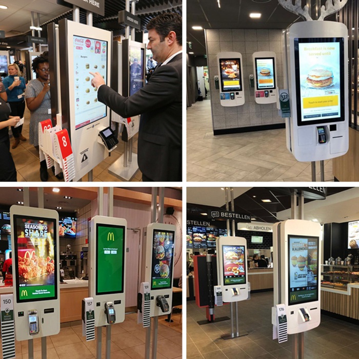 Restaurant 24 27 32 Inch Touch Screen Cashless POS Fast Food Self Service Order Payment Terminal Kiosk Floor Stand Machine