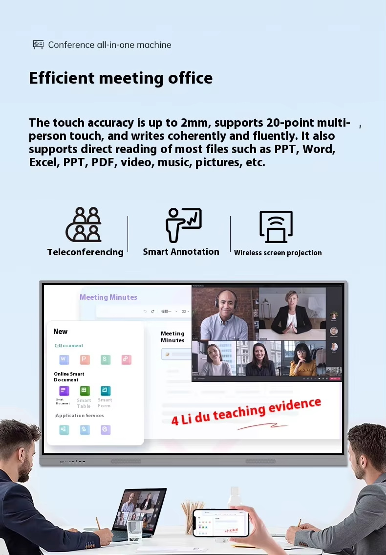 98 Inch All-in-One LED Interactive Whiteboard Digital 4K Display with Multi-Touch Smart Board for Classroom and Office