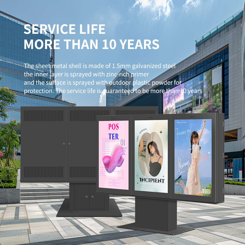Outdoor Single Double Triple 55 Inch LCD Screen Drive Thru Menu Boards Outdoor Waterproof Advertising Digital Signage Kiosk