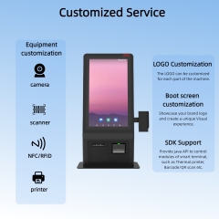Professional 21.5-Inch Touchscreen Self-Service Food Service Kiosk NFC Scanner WiFi Android/Windows SDK Payment Capabilities