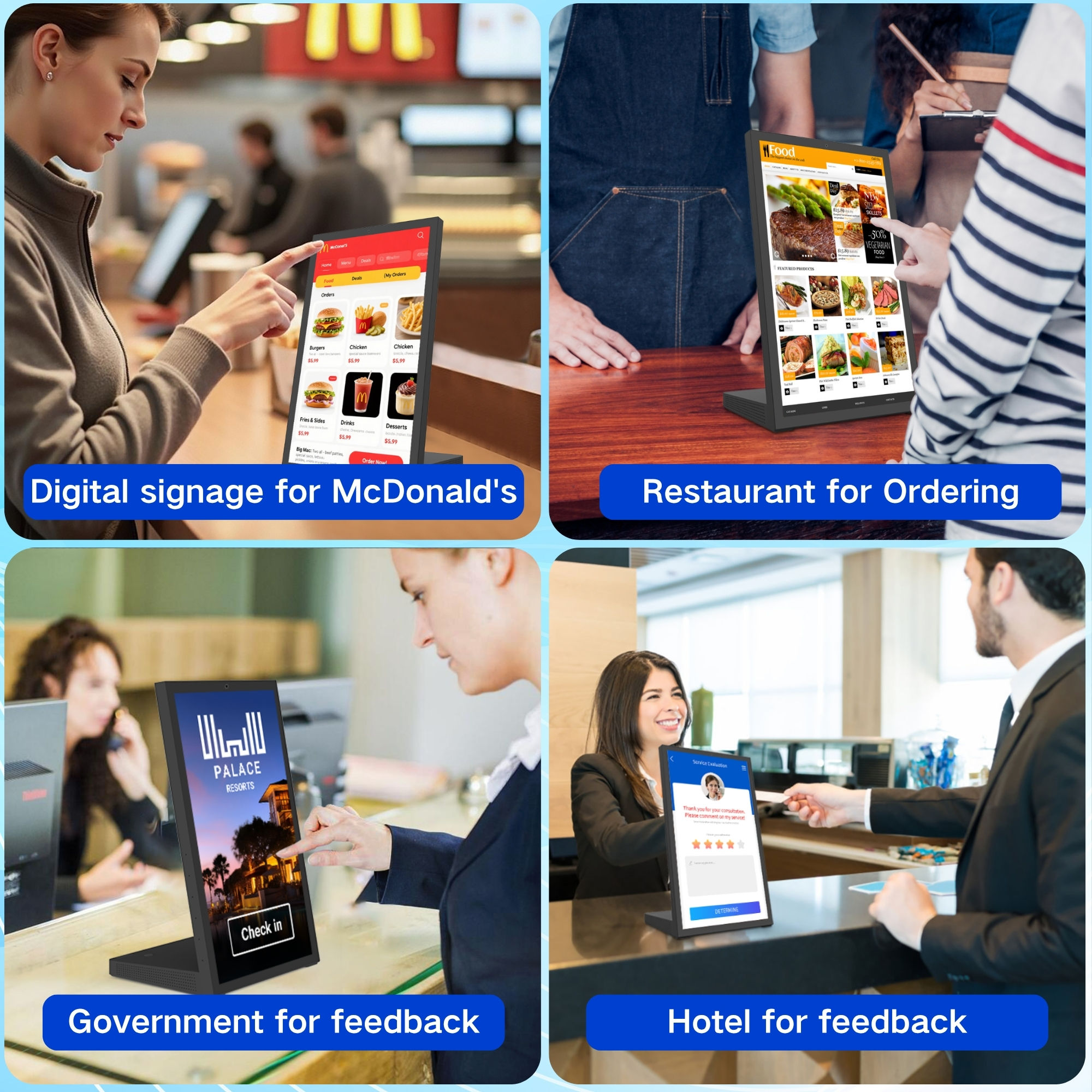 15.6 inch Desktop Digital Signage for Restaurants retail store Displays Brightness LCD Menu Board
