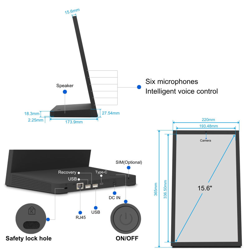 15.6 inch Desktop Digital Signage for Restaurants retail store Displays Brightness LCD Menu Board